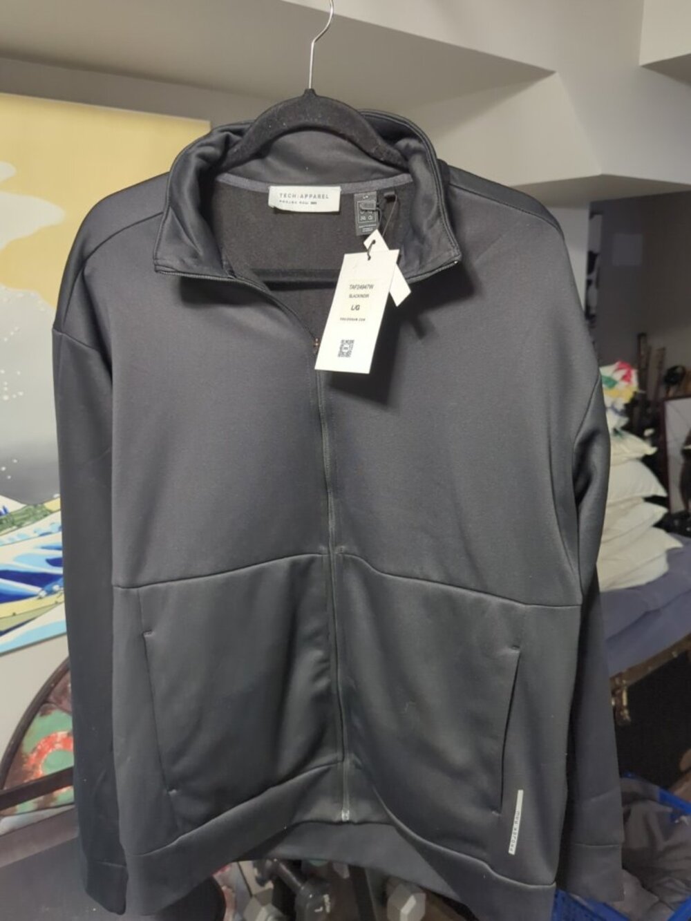 Projek Raw Jacket Mens Large Black Mock Neck Zip Up Sweater Tech Apparel New NWT